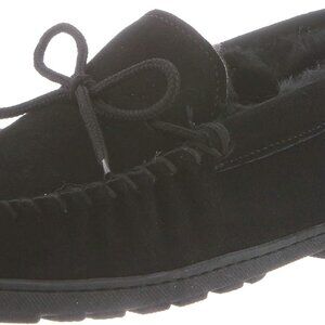 Women's Suede Slippers Cozy Sheepskin Lining Rubber Sole Indoor Use Size 8